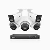 H800 - 4K 8 Channel PoE Security System with 2 Bullet & 3 Turret Cameras, Human & Vehicle Detection, Built-in Mic & SD Card Slot, Color & IR Night Vision, RTSP Supported